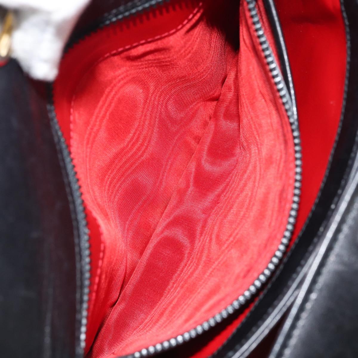 GUCCI Hand Bag Leather Black Silver Auth ka443