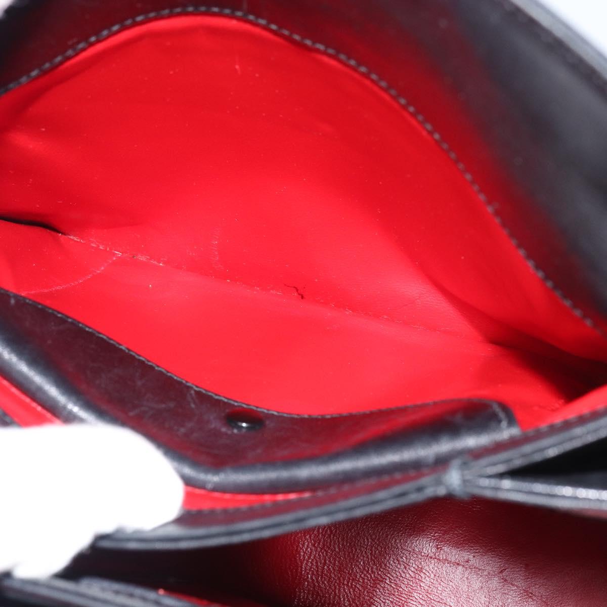 GUCCI Hand Bag Leather Black Silver Auth ka443