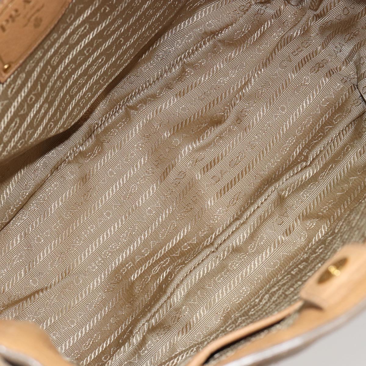PRADA Shoulder Bag Leather Beige Gold Auth ka4438A