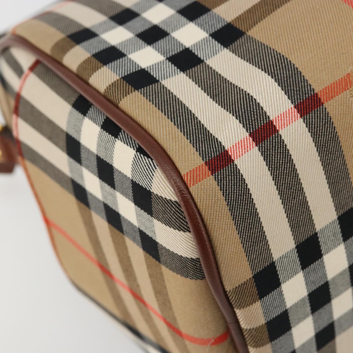 BURBERRY Nova Check Hand Bag Canvas 2way Beige Gold Auth ka4439