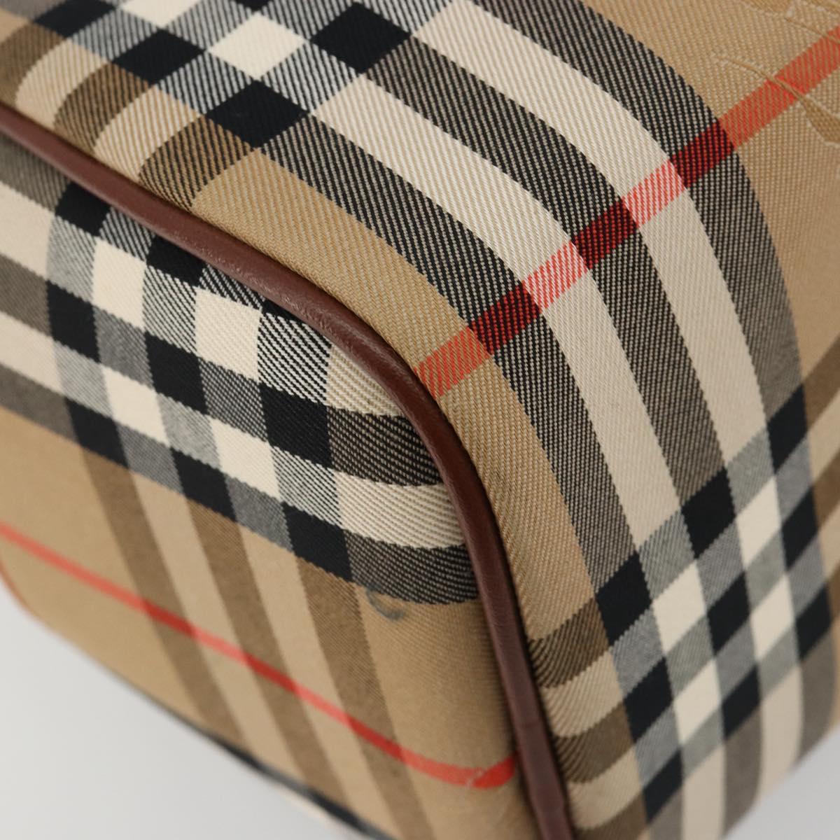 BURBERRY Nova Check Hand Bag Canvas 2way Beige Gold Auth ka4439