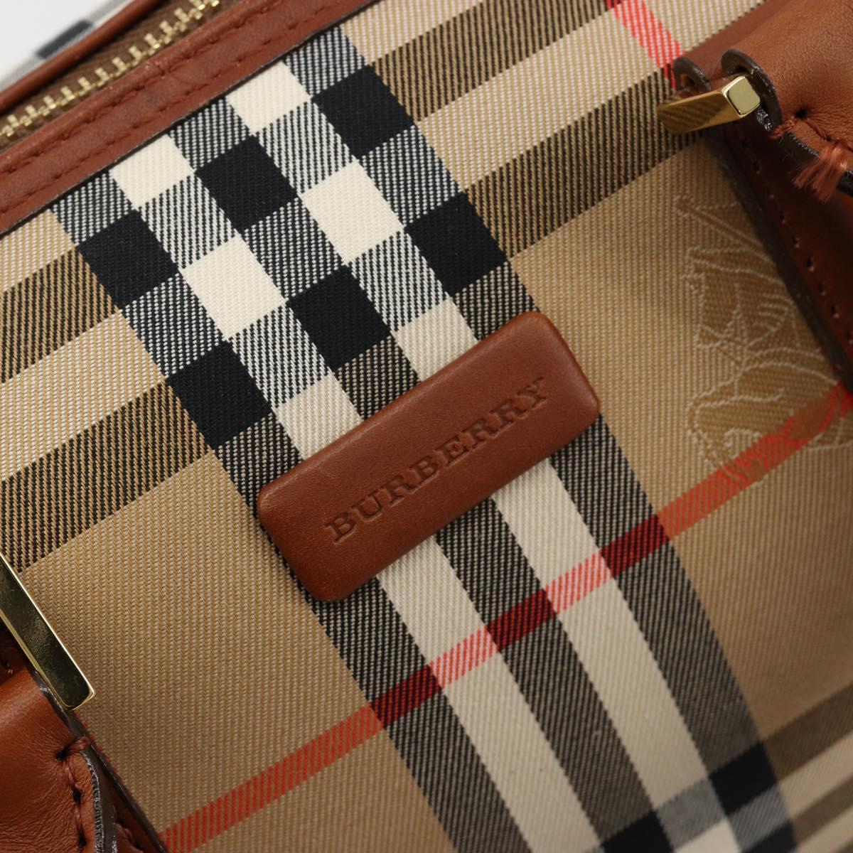 BURBERRY Nova Check Hand Bag Canvas 2way Beige Gold Auth ka4439