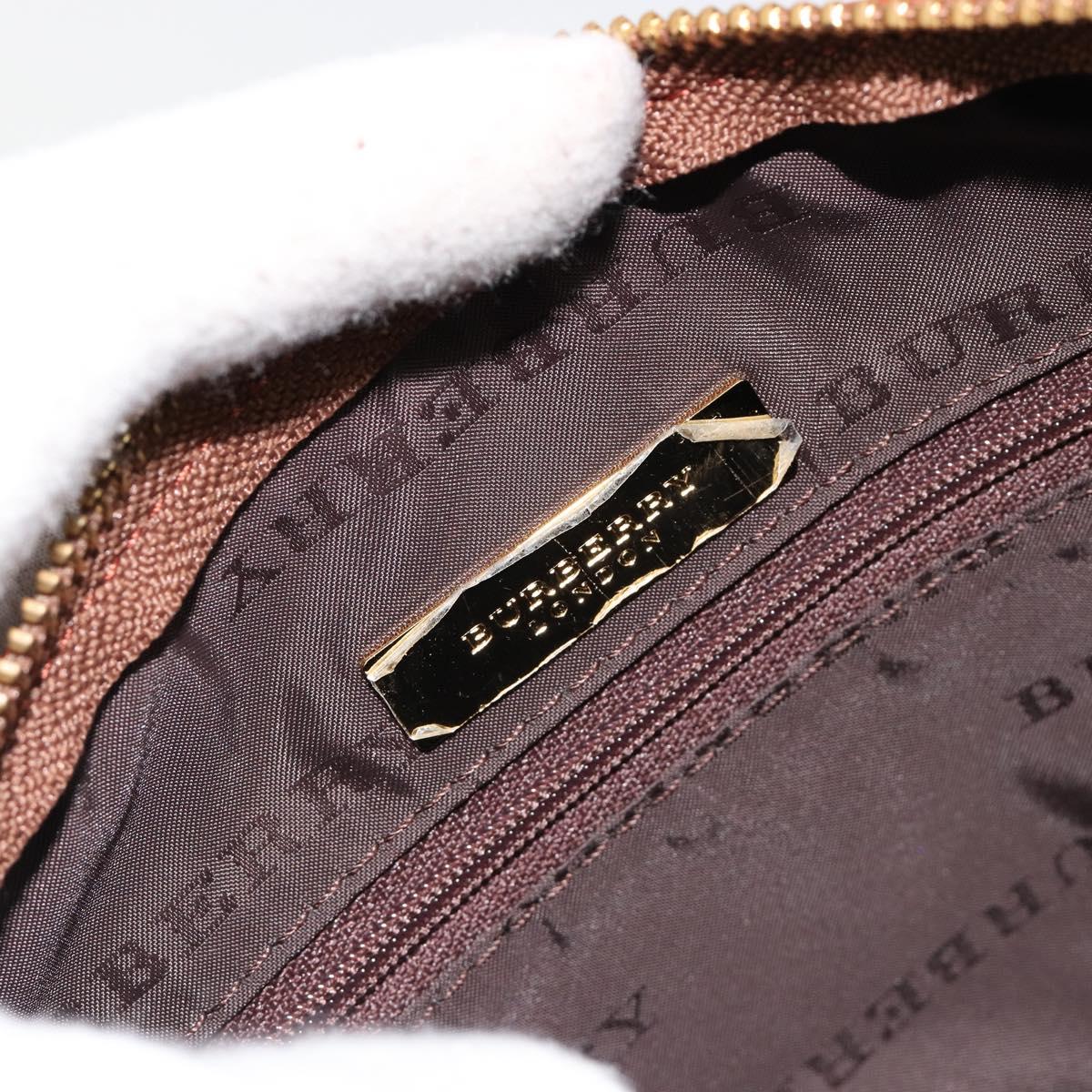 BURBERRY Nova Check Hand Bag Canvas 2way Beige Gold Auth ka4439