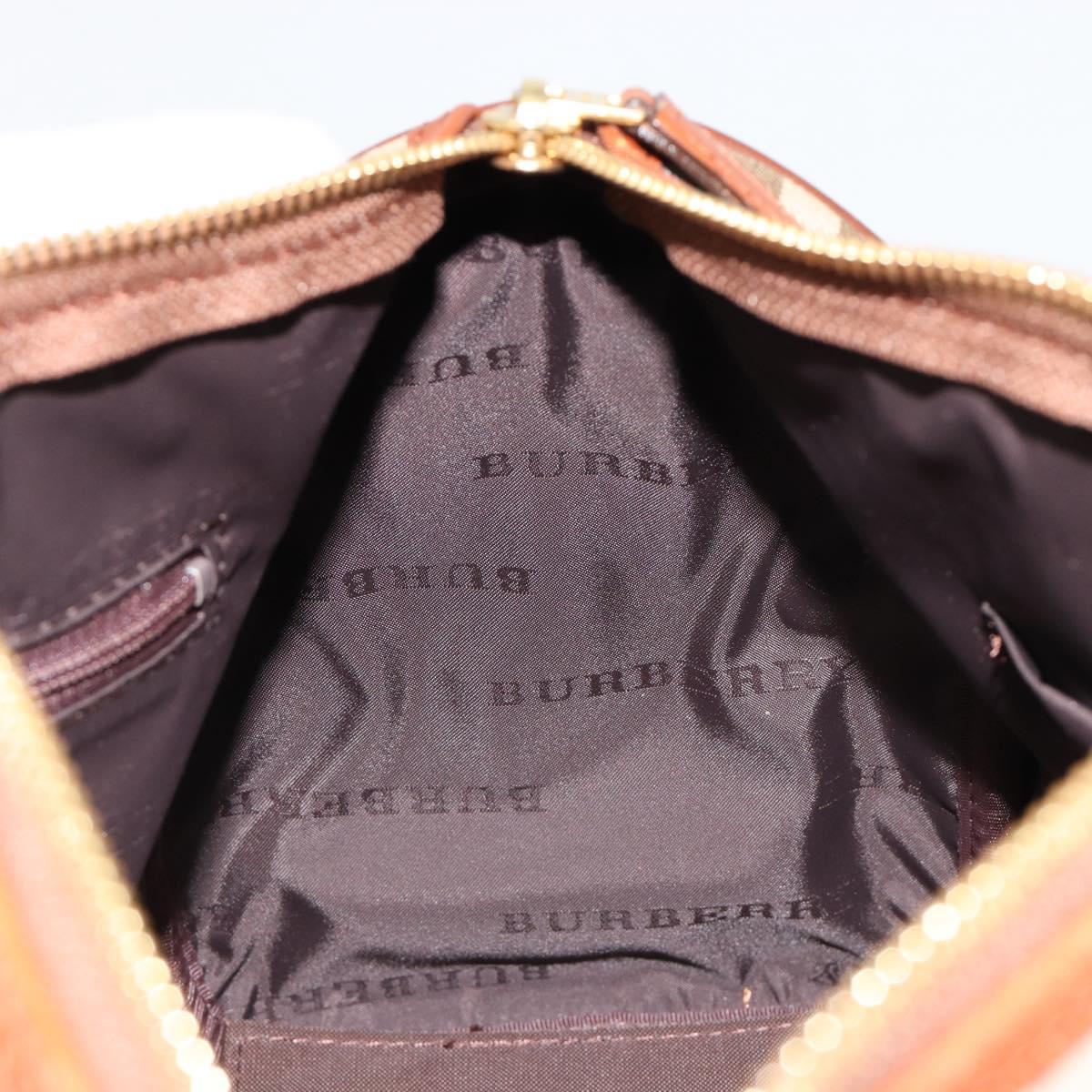 BURBERRY Nova Check Hand Bag Canvas 2way Beige Gold Auth ka4439