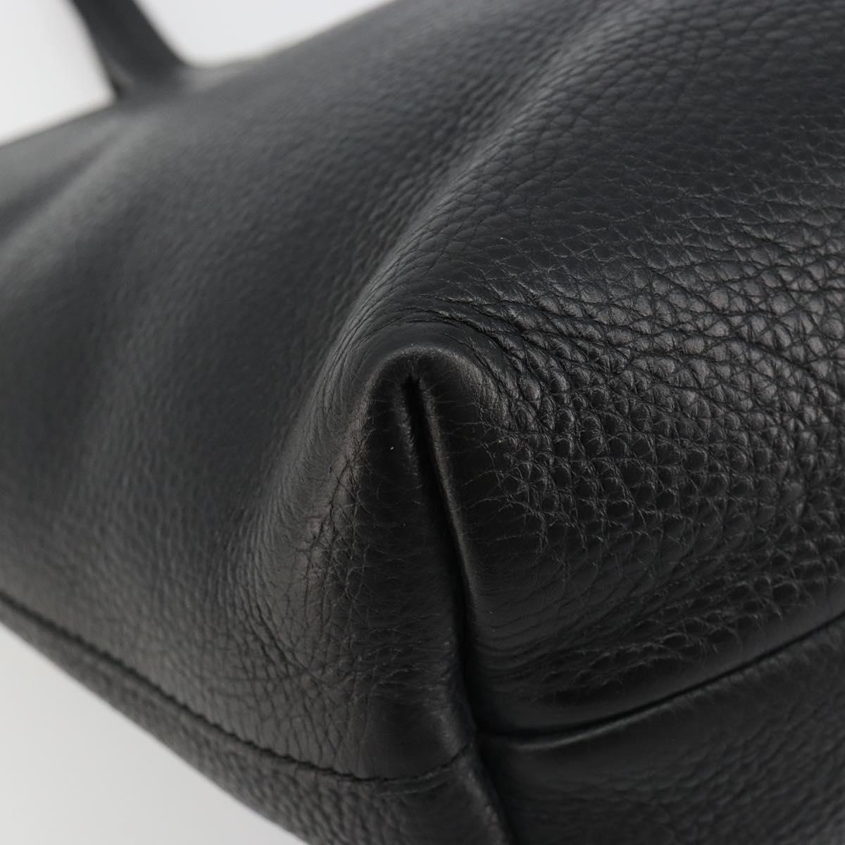 Salvatore Ferragamo Hand Bag Leather Black Silver Auth ka4441A