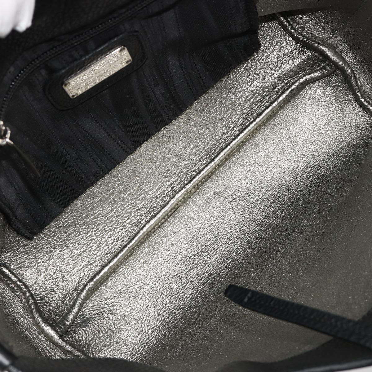 Salvatore Ferragamo Hand Bag Leather Black Silver Auth ka4441A
