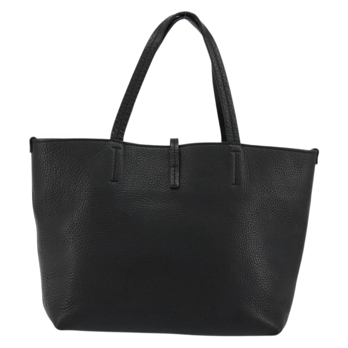 Salvatore Ferragamo Hand Bag Leather Black Silver Auth ka4441A