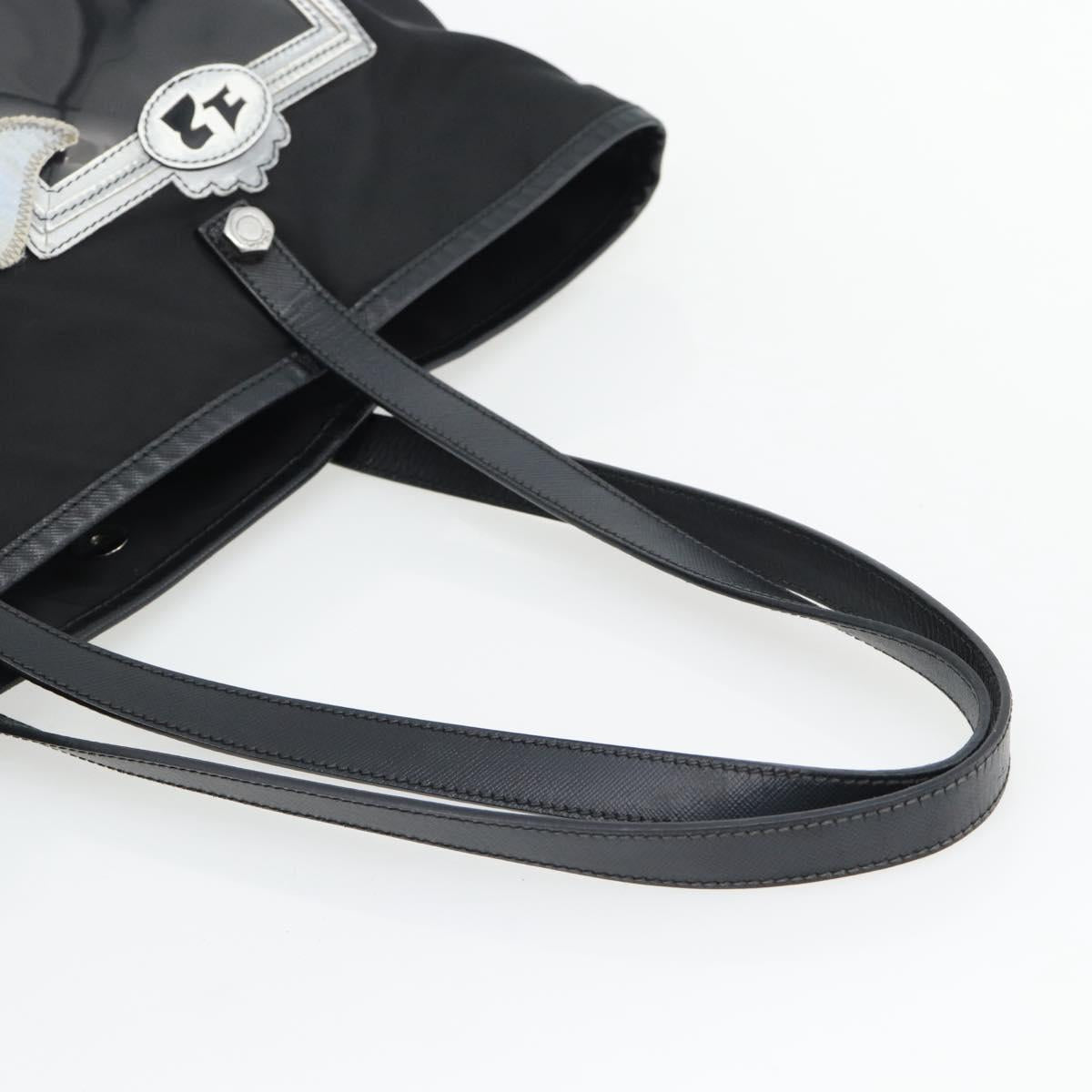 PRADA Bijoux Tote Bag Nylon Black Silver Auth ka4445A