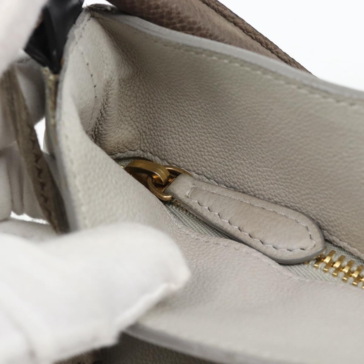 CELINE Shoulder Bag Leather Gray Gold Auth ka4448