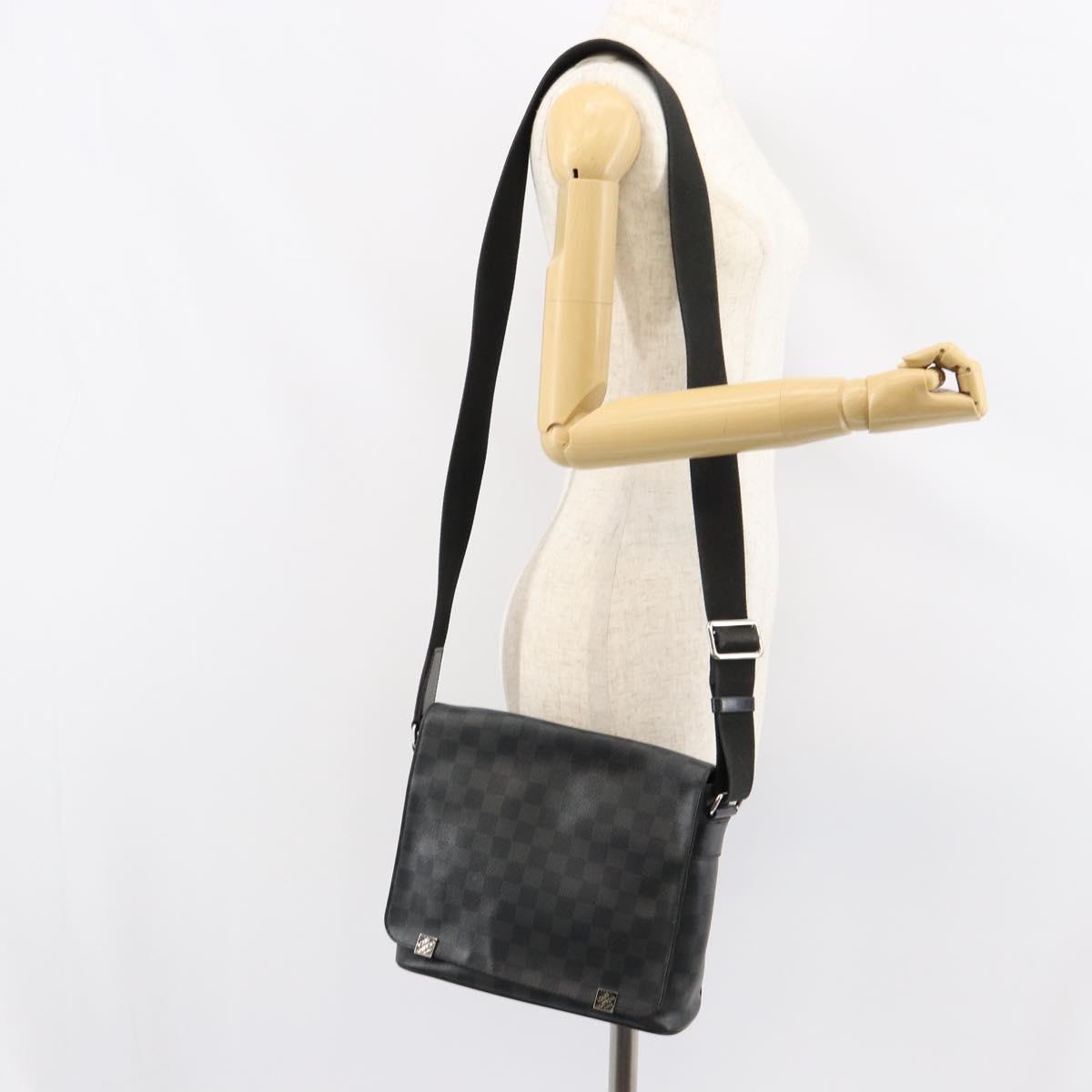LOUIS VUITTON Damier Graphite District PM Shoulder Bag N40349 LV Auth ka445