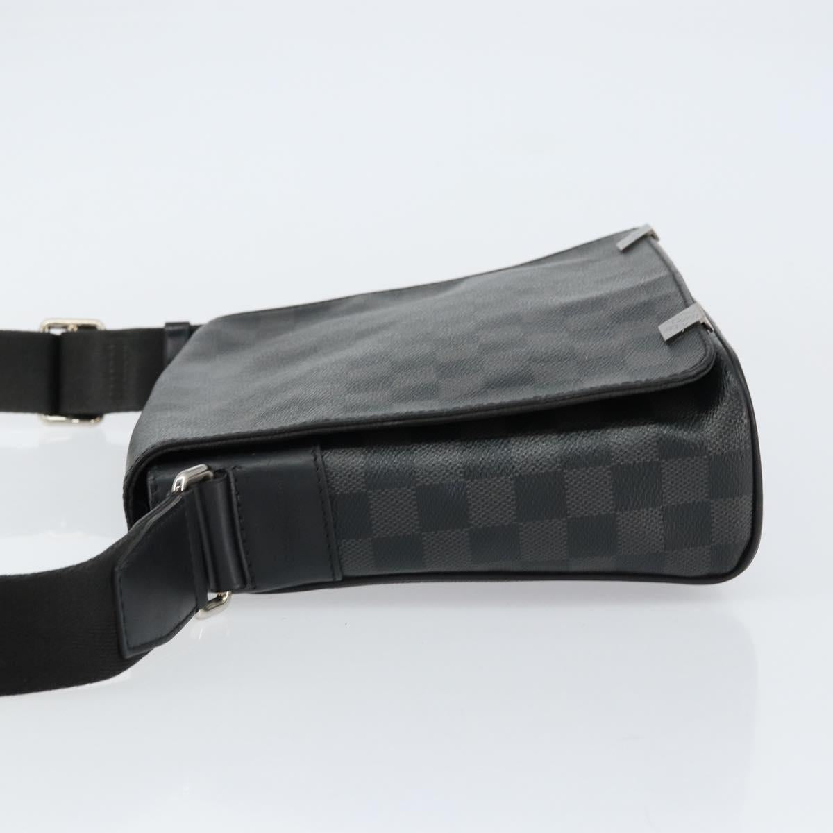 LOUIS VUITTON Damier Graphite District PM Shoulder Bag N40349 LV Auth ka445