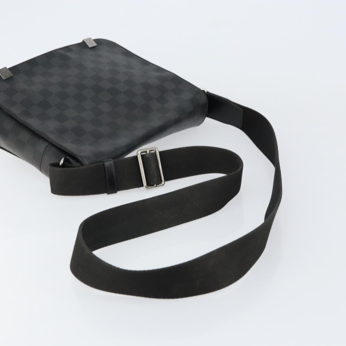 LOUIS VUITTON Damier Graphite District PM Shoulder Bag N40349 LV Auth ka445