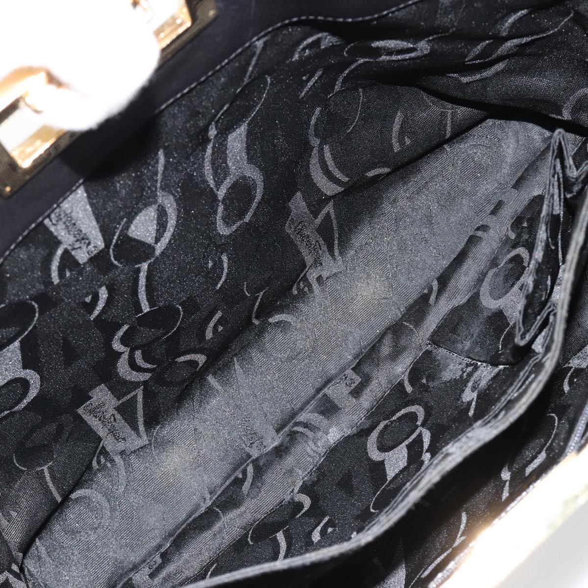 Salvatore Ferragamo Hand Bag Leather Black Gold Auth ka4450A