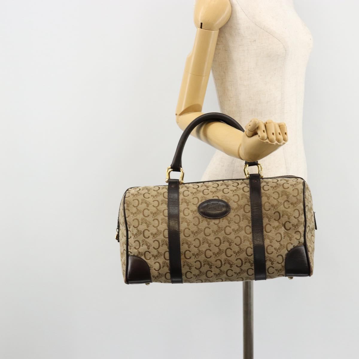 CELINE C Sulky Hand Bag Canvas Beige Gold Auth ka4451A