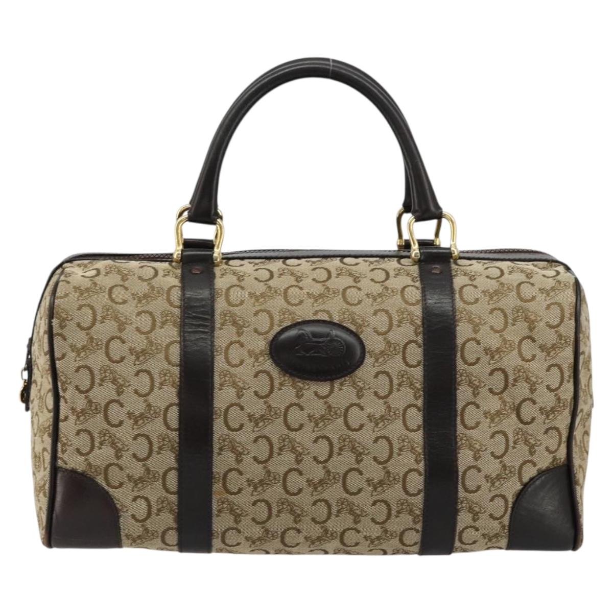 CELINE C Sulky Hand Bag Canvas Beige Gold Auth ka4451A