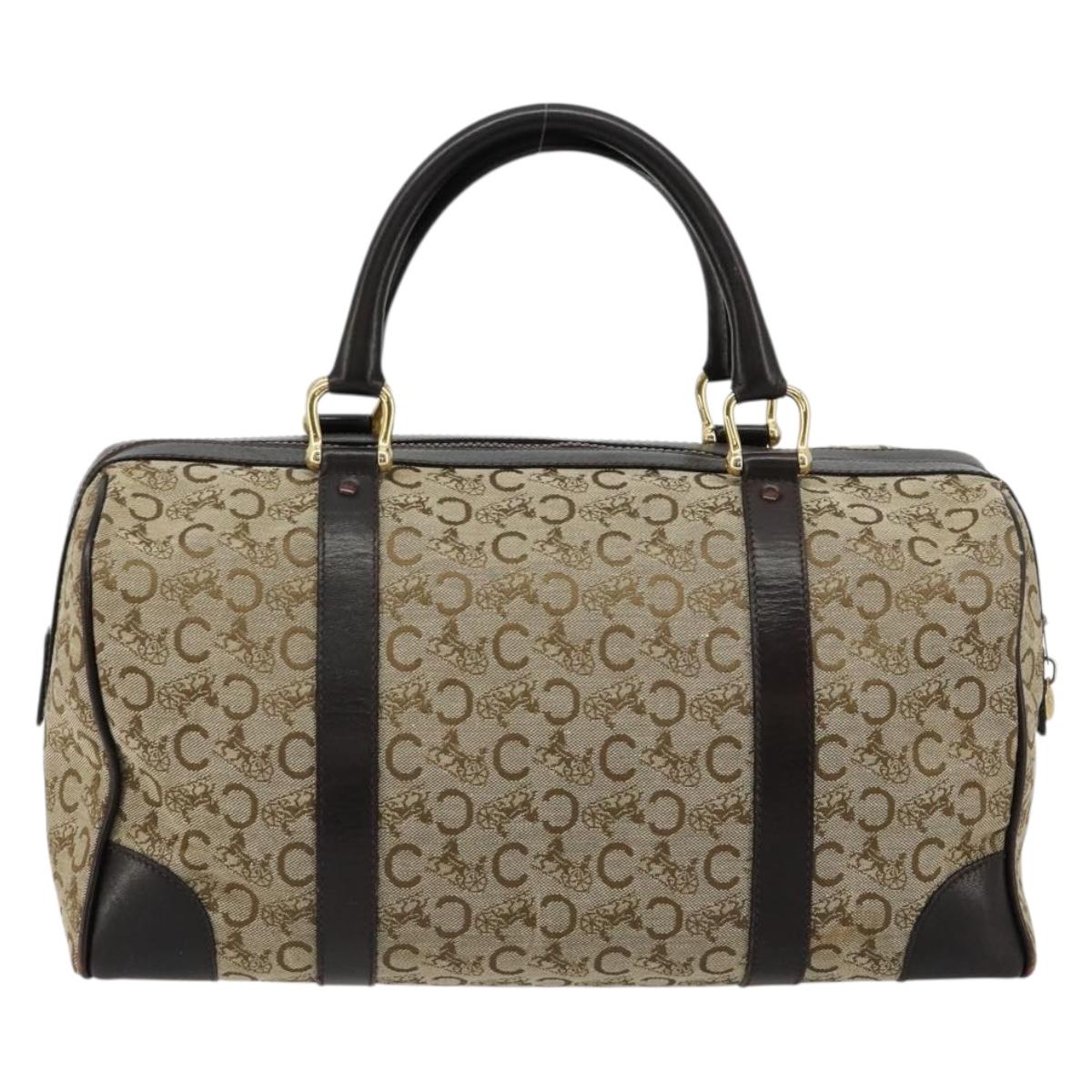CELINE C Sulky Hand Bag Canvas Beige Gold Auth ka4451A