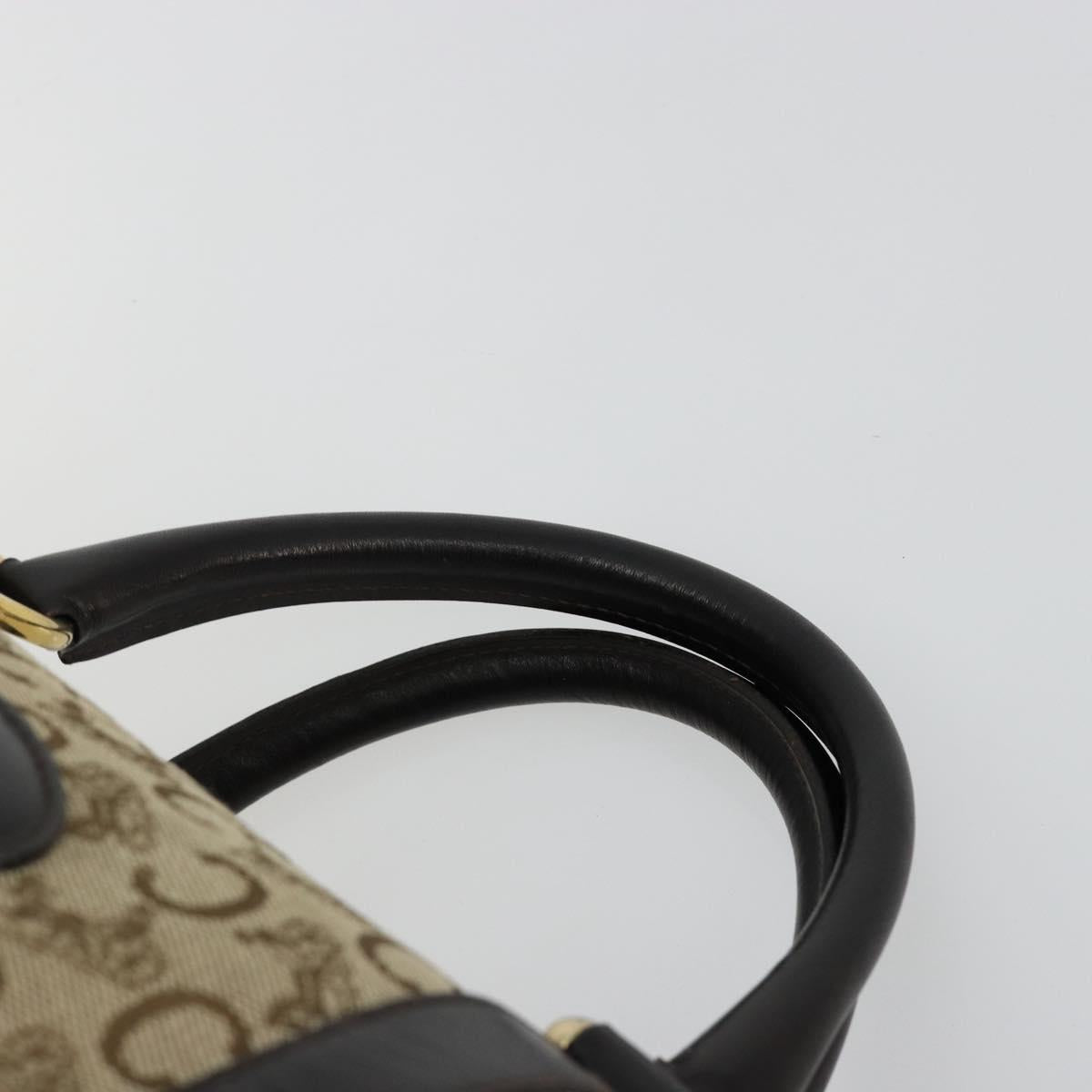 CELINE C Sulky Hand Bag Canvas Beige Gold Auth ka4451A