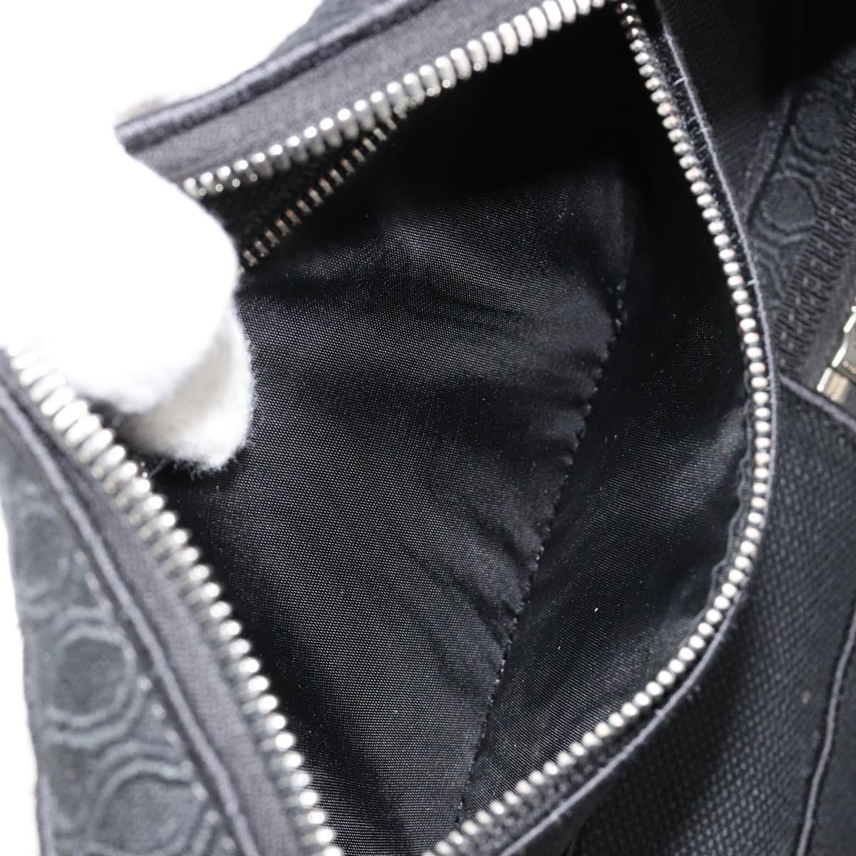 Christian Dior Vanity Hand Bag Canvas Black Silver Auth ka4453M