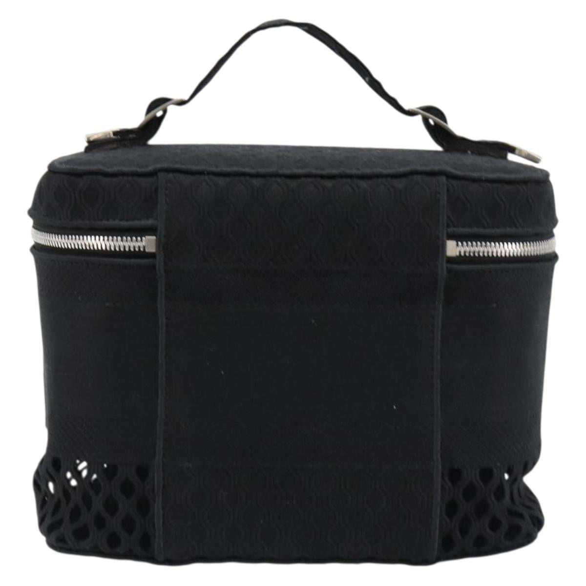 Christian Dior Vanity Hand Bag Canvas Black Silver Auth ka4453M