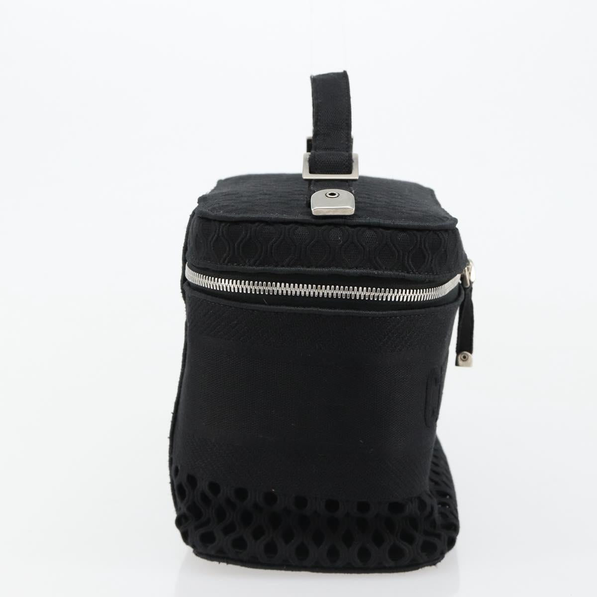 Christian Dior Vanity Hand Bag Canvas Black Silver Auth ka4453M