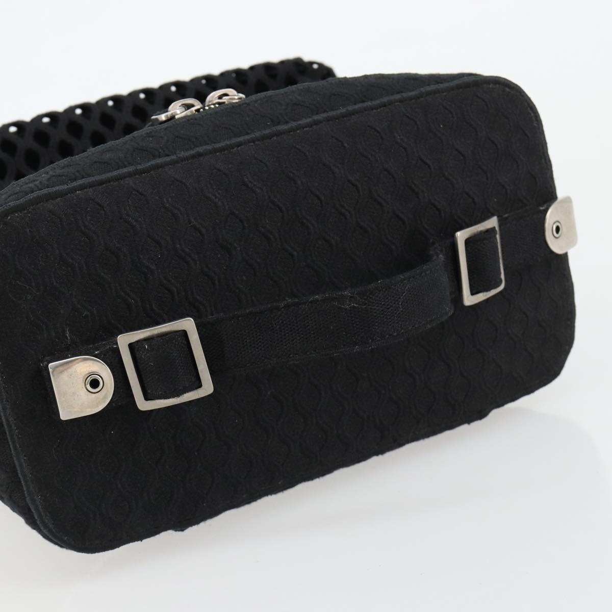 Christian Dior Vanity Hand Bag Canvas Black Silver Auth ka4453M