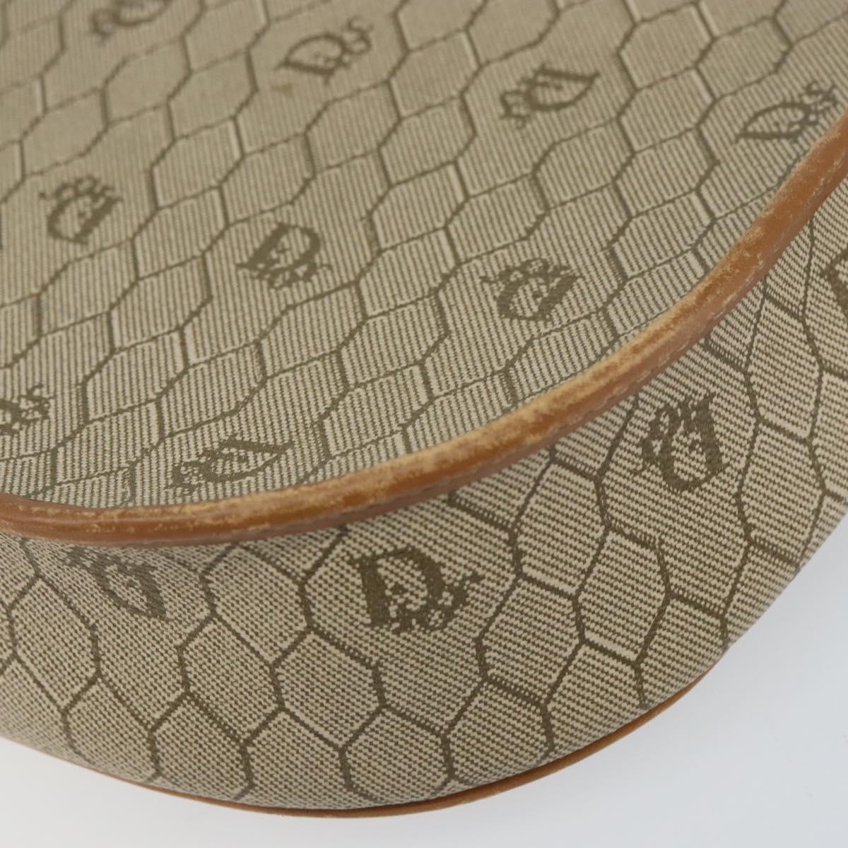 Christian Dior Honeycomb Canvas Shoulder Bag PVC Beige Gold Auth ka446