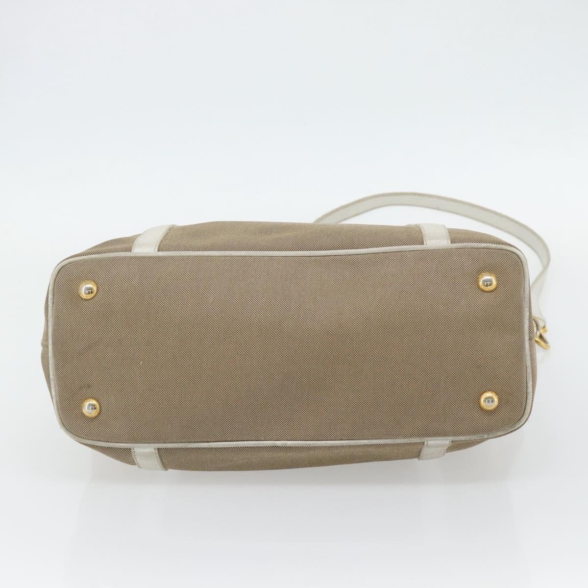 PRADA Hand Bag Canvas Leather 2way Beige Gold Auth ka4461A