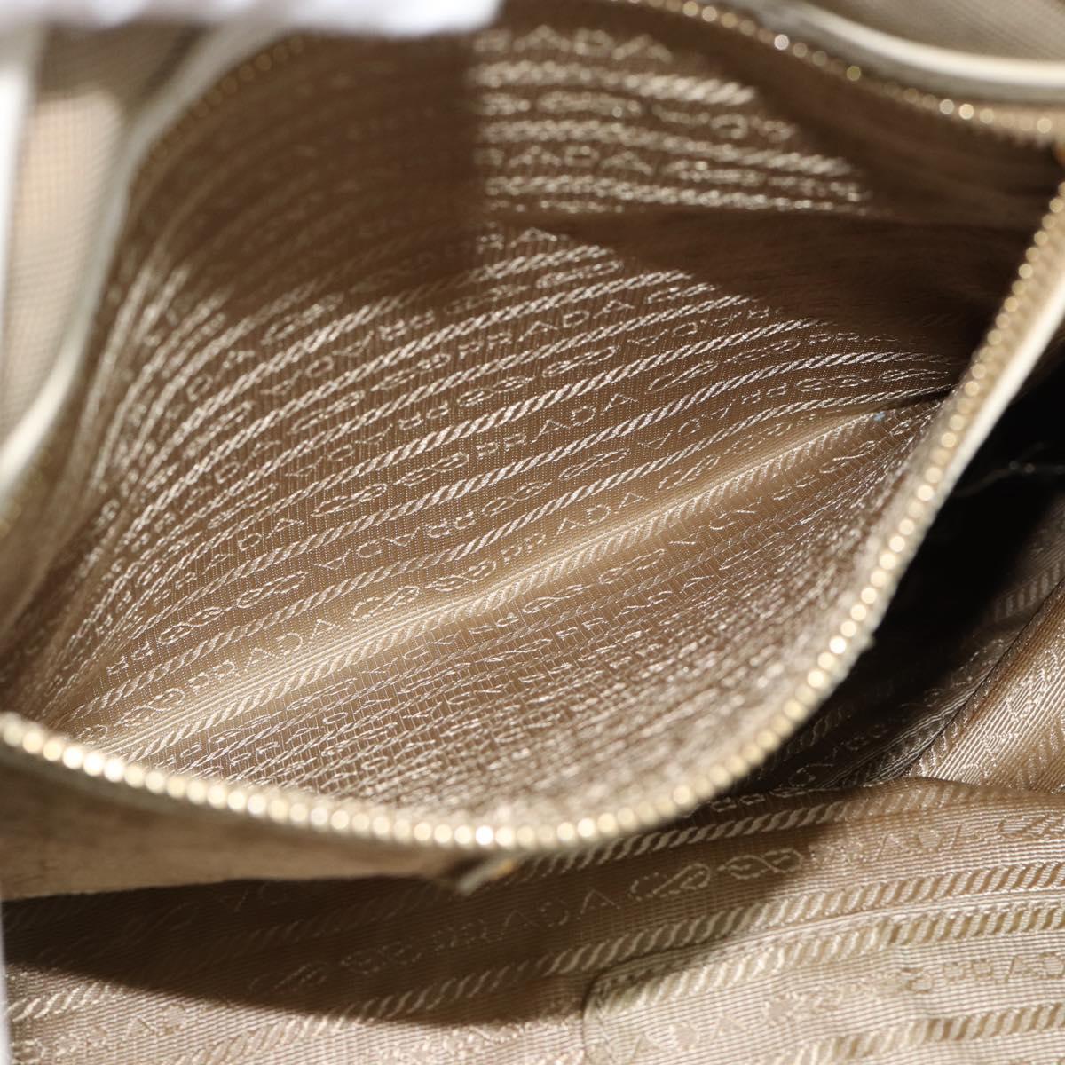 PRADA Hand Bag Canvas Leather 2way Beige Gold Auth ka4461A