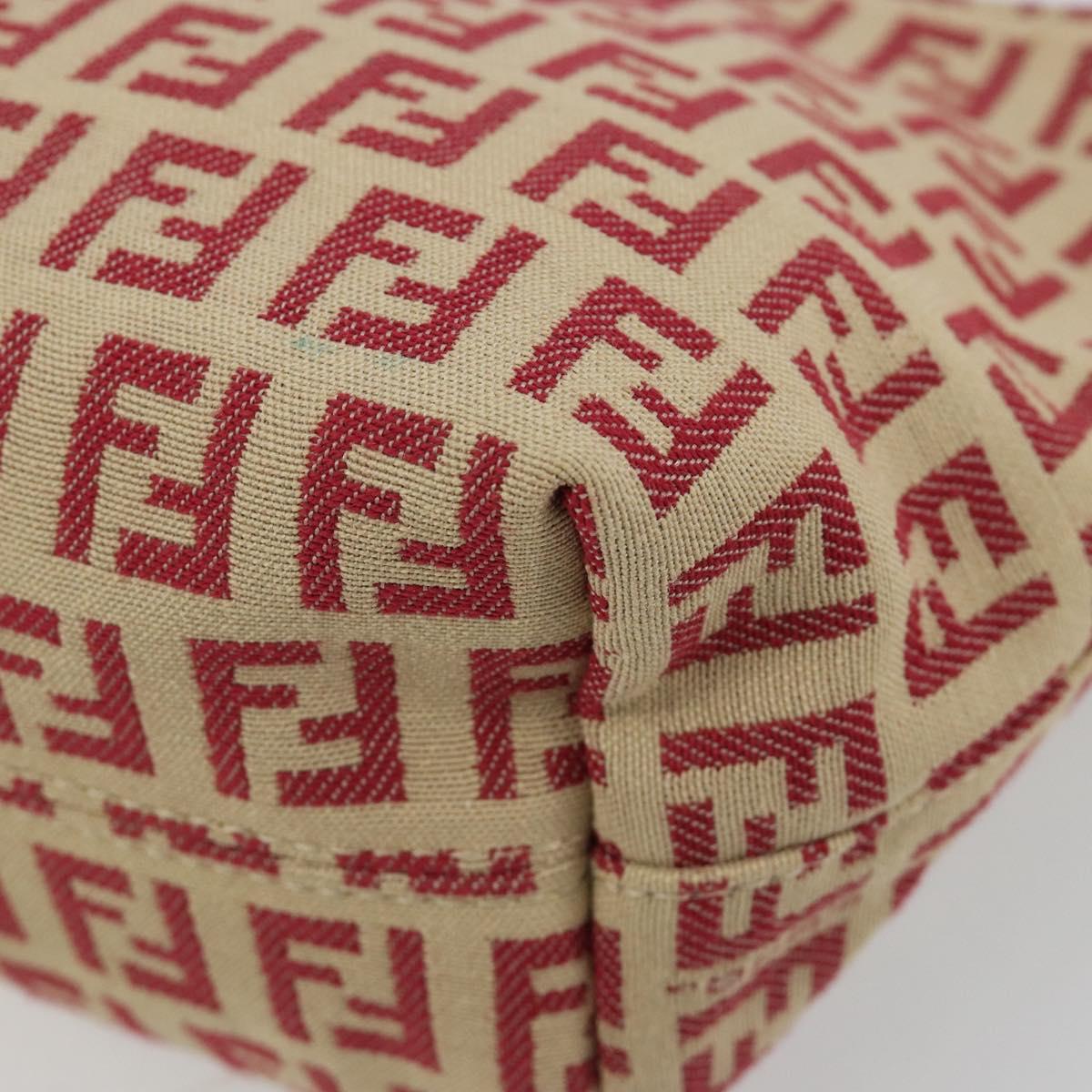 FENDI Zucchino Canvas Hand Bag Red Gold Auth ka4463V