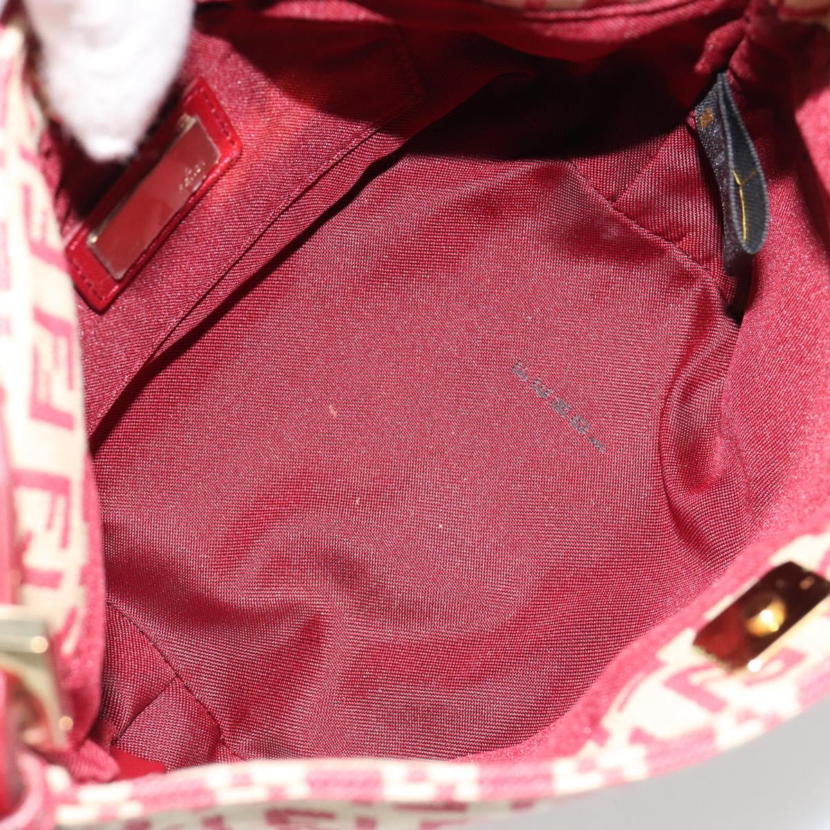 FENDI Zucchino Canvas Hand Bag Red Gold Auth ka4463V
