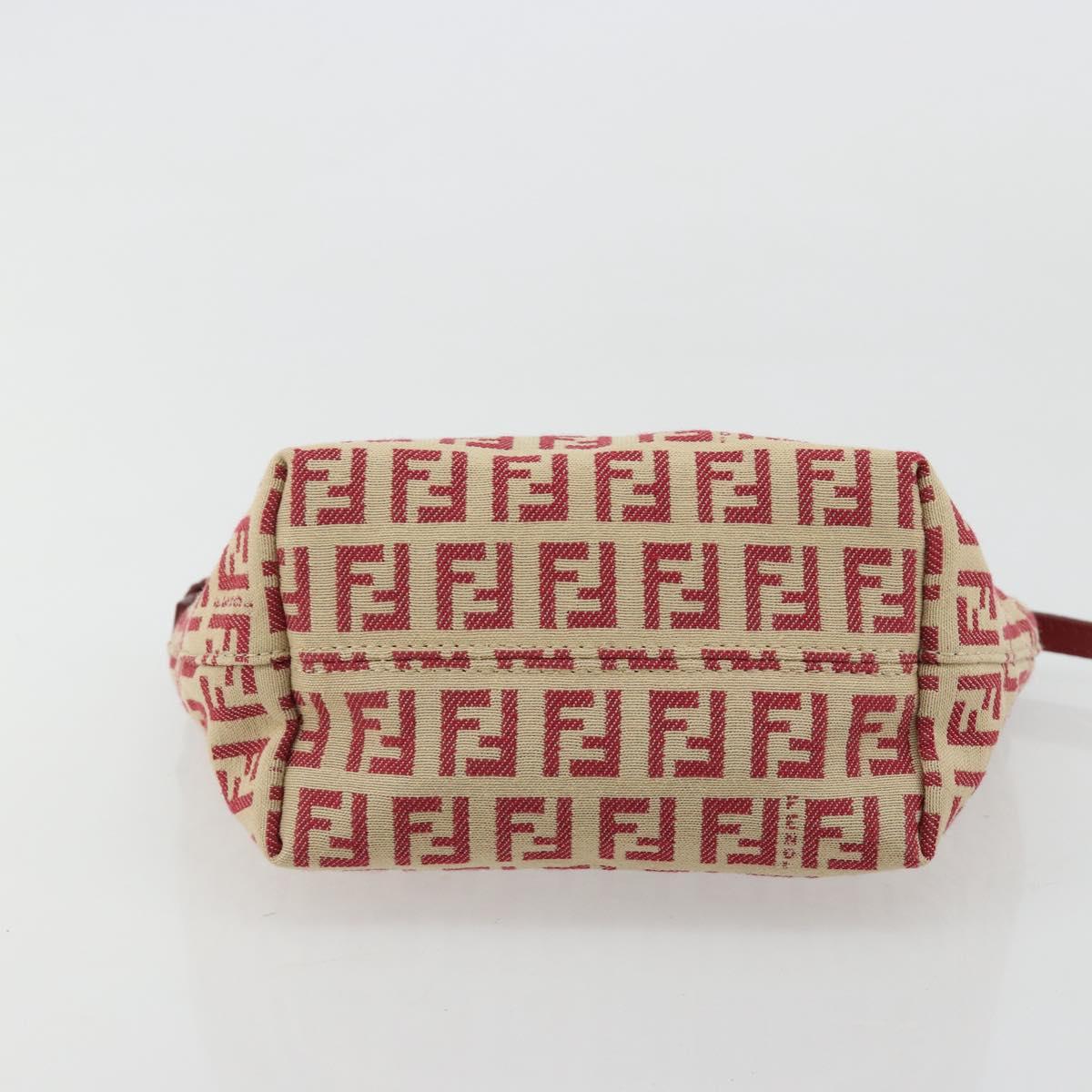 FENDI Zucchino Canvas Hand Bag Red Gold Auth ka4463V