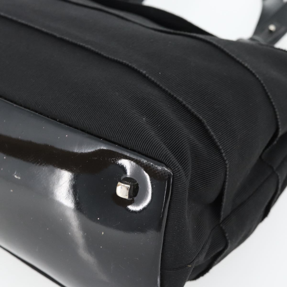 Salvatore Ferragamo Hand Bag Canvas patent leather Black Silver Auth ka4464