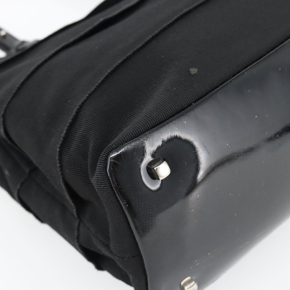 Salvatore Ferragamo Hand Bag Canvas patent leather Black Silver Auth ka4464