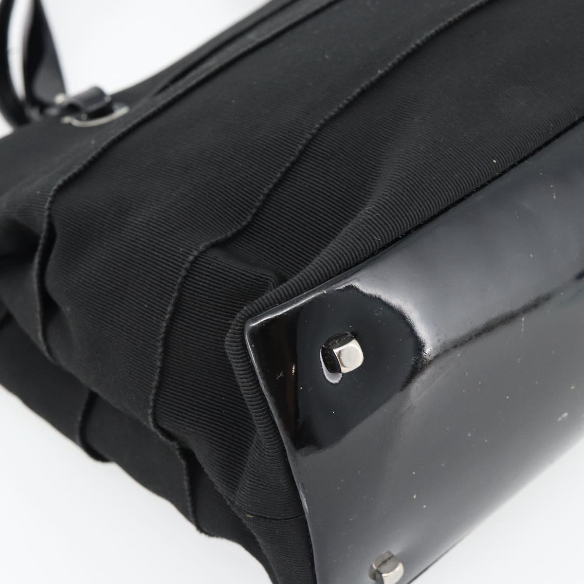 Salvatore Ferragamo Hand Bag Canvas patent leather Black Silver Auth ka4464