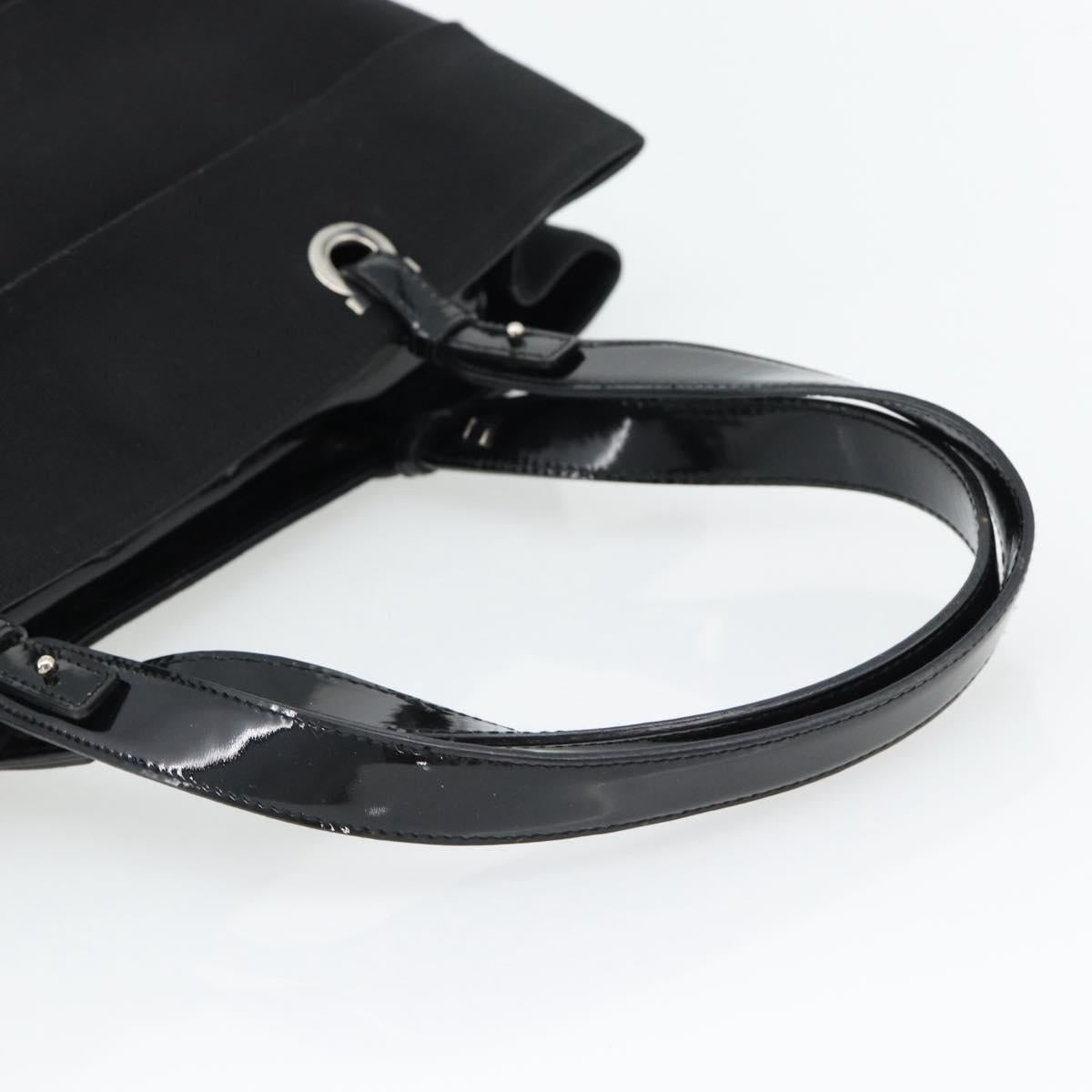 Salvatore Ferragamo Hand Bag Canvas patent leather Black Silver Auth ka4464