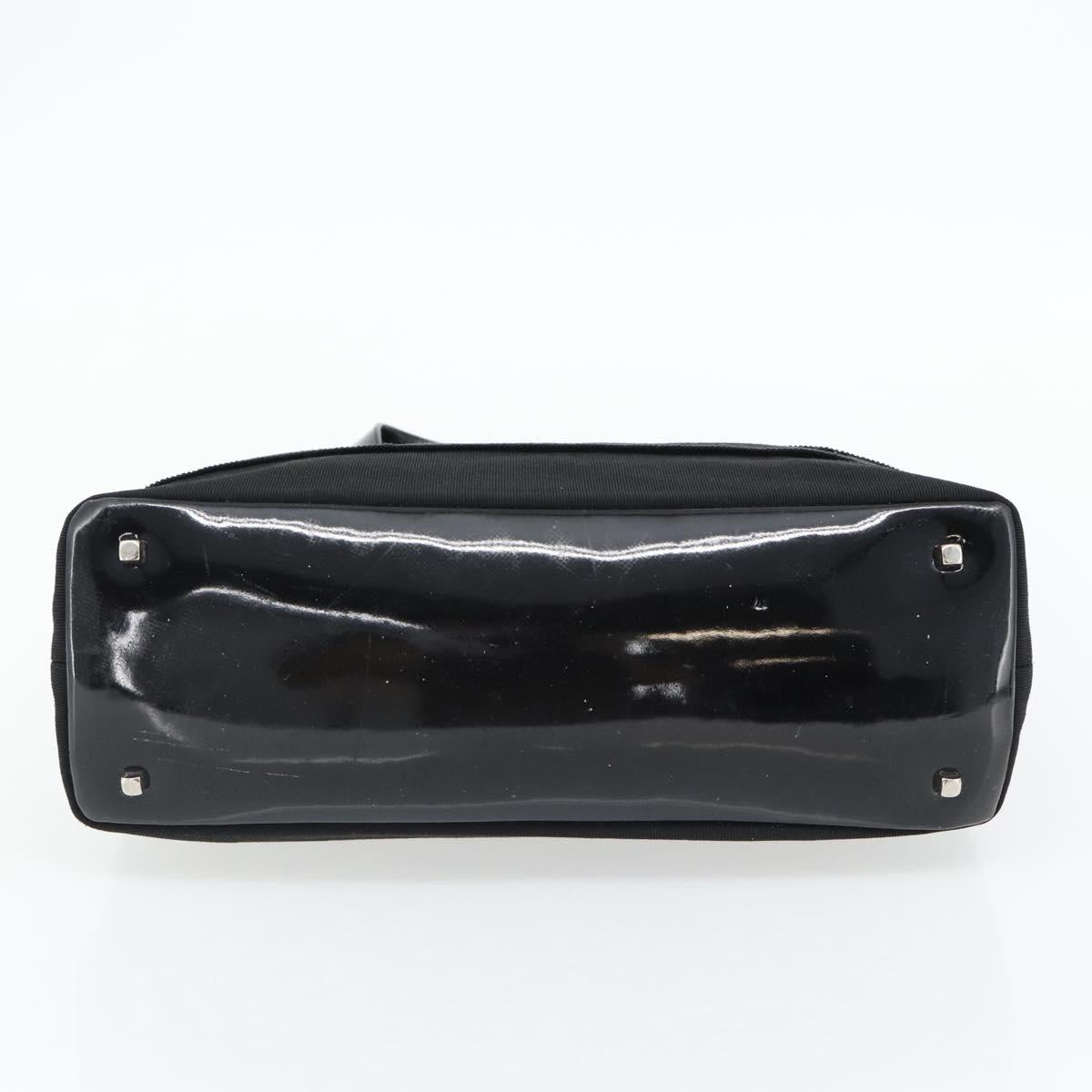 Salvatore Ferragamo Hand Bag Canvas patent leather Black Silver Auth ka4464