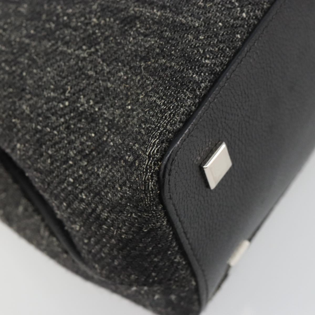 CARTIER Hand Bag Canvas Black Silver Auth ka4465