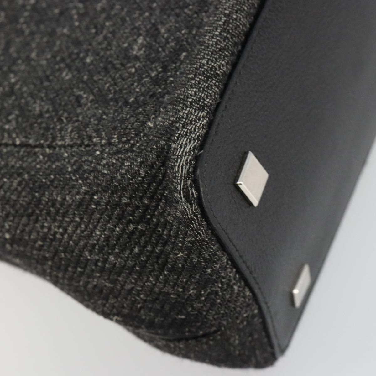 CARTIER Hand Bag Canvas Black Silver Auth ka4465