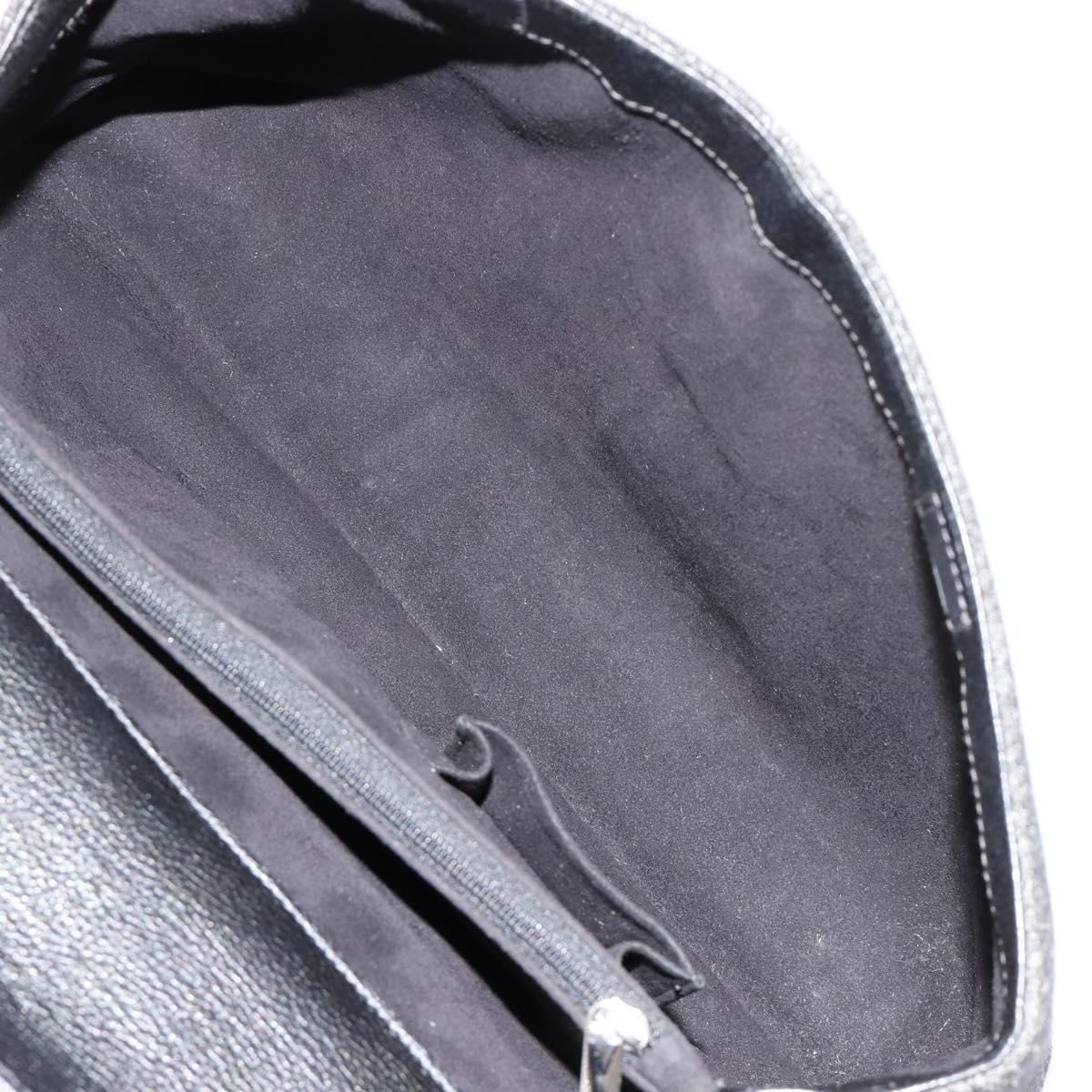 CARTIER Hand Bag Canvas Black Silver Auth ka4465