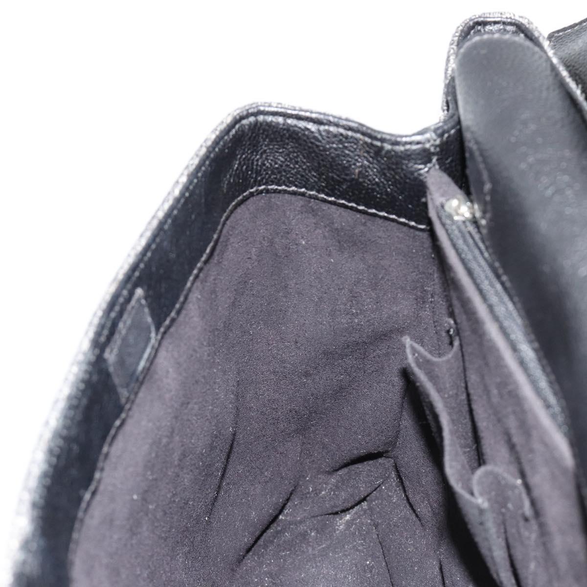 CARTIER Hand Bag Canvas Black Silver Auth ka4465