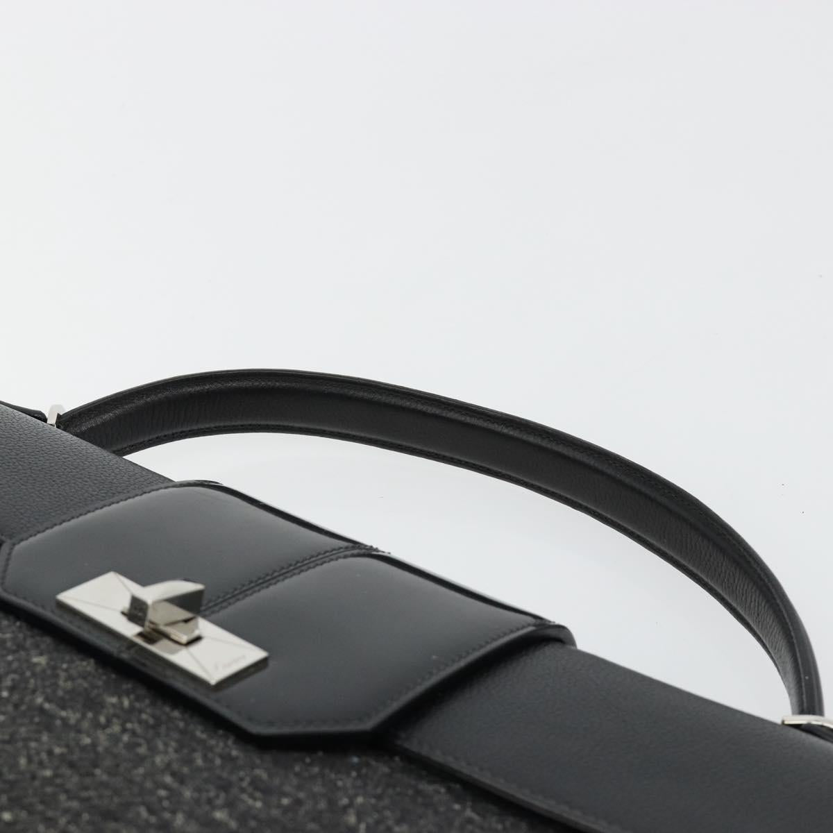 CARTIER Hand Bag Canvas Black Silver Auth ka4465