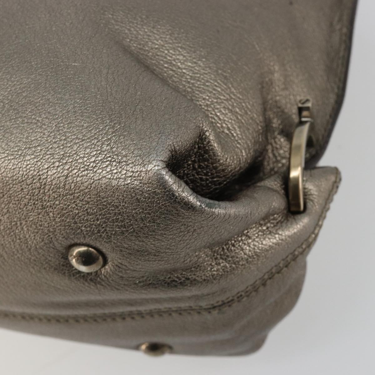 Salvatore Ferragamo Gancini Hand Bag Leather Silver Auth ka4466