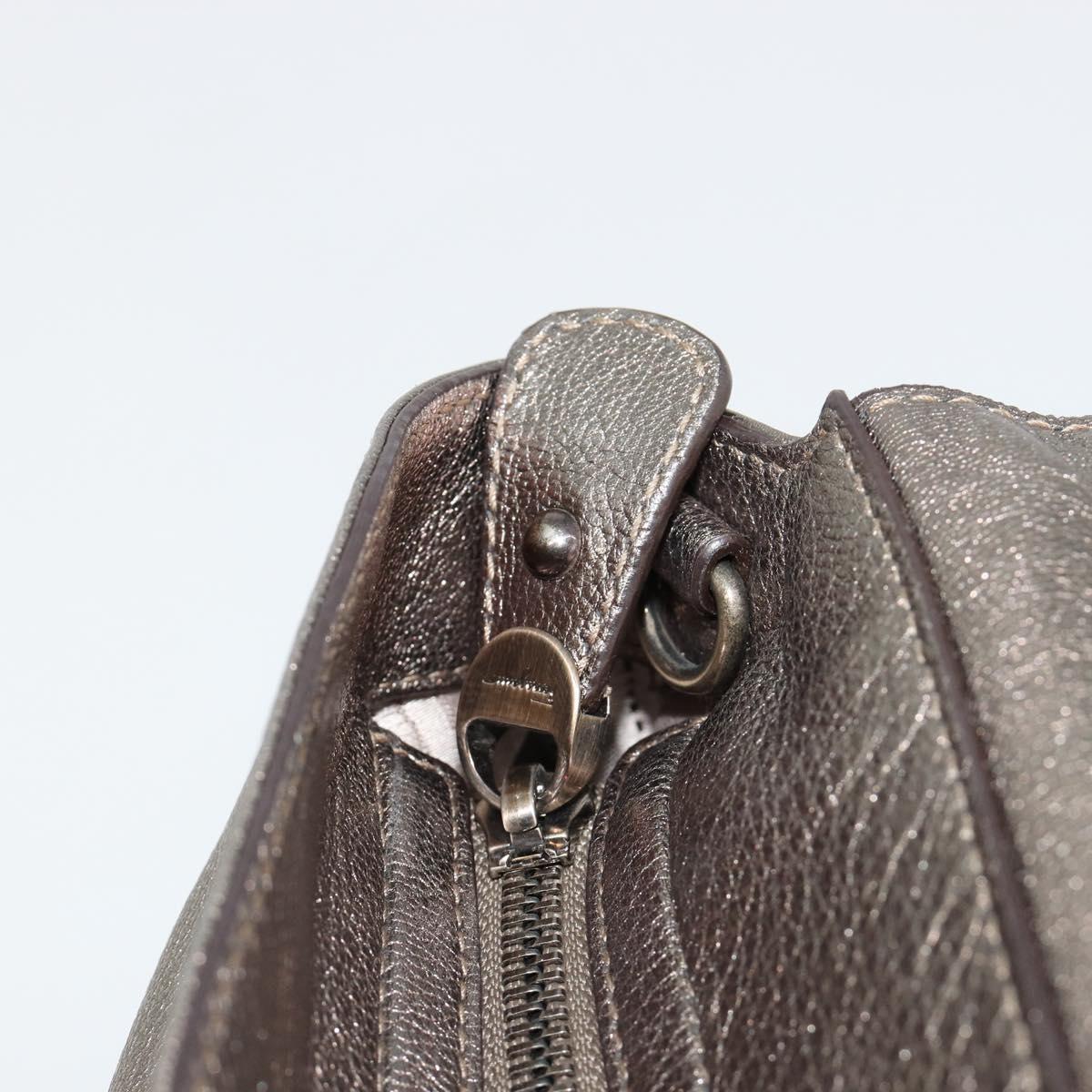 Salvatore Ferragamo Gancini Hand Bag Leather Silver Auth ka4466