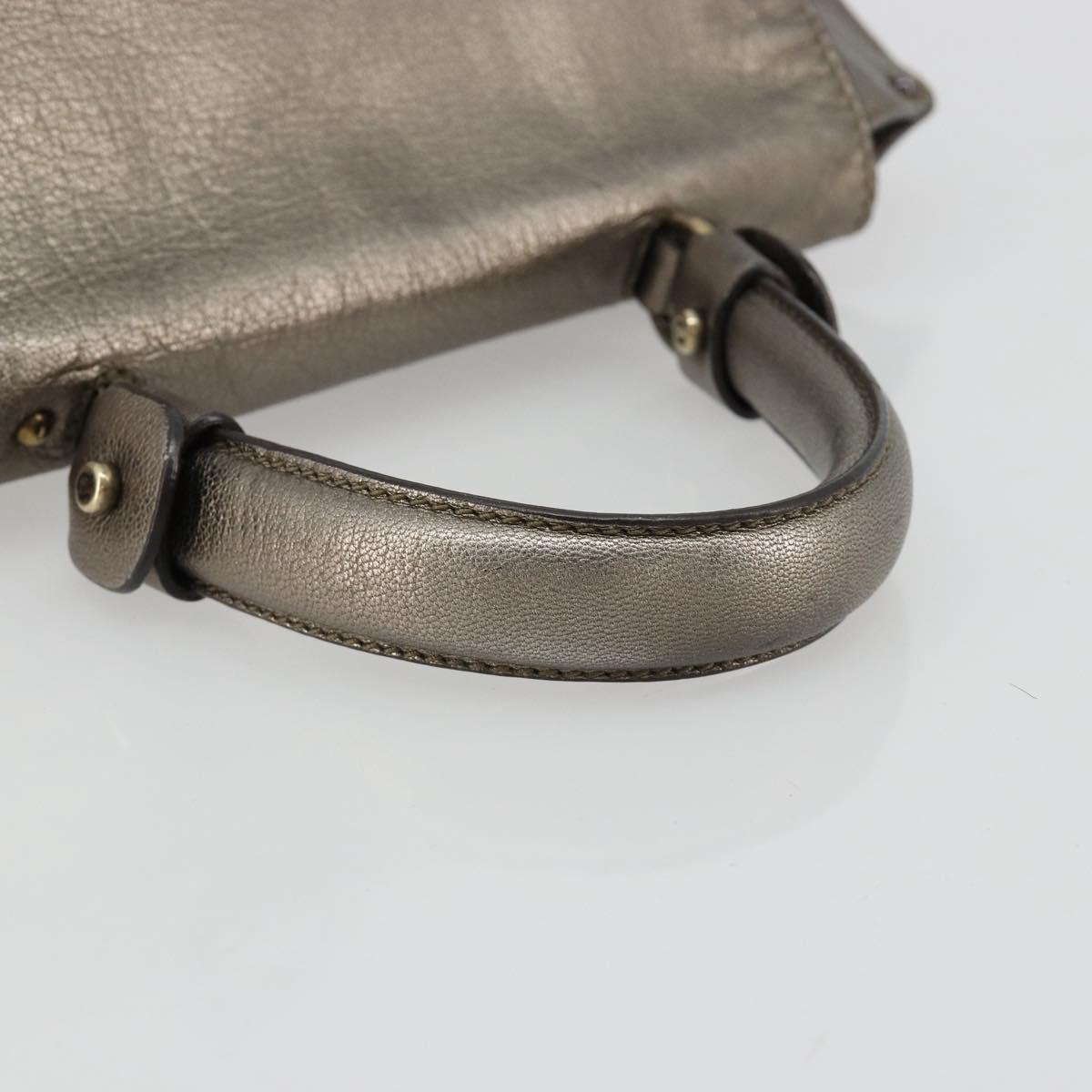 Salvatore Ferragamo Gancini Hand Bag Leather Silver Auth ka4466