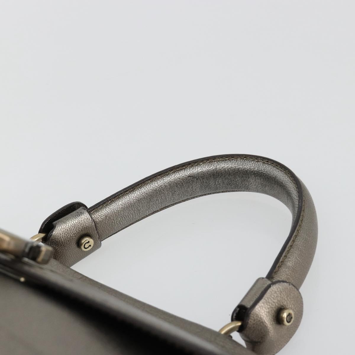 Salvatore Ferragamo Gancini Hand Bag Leather Silver Auth ka4466