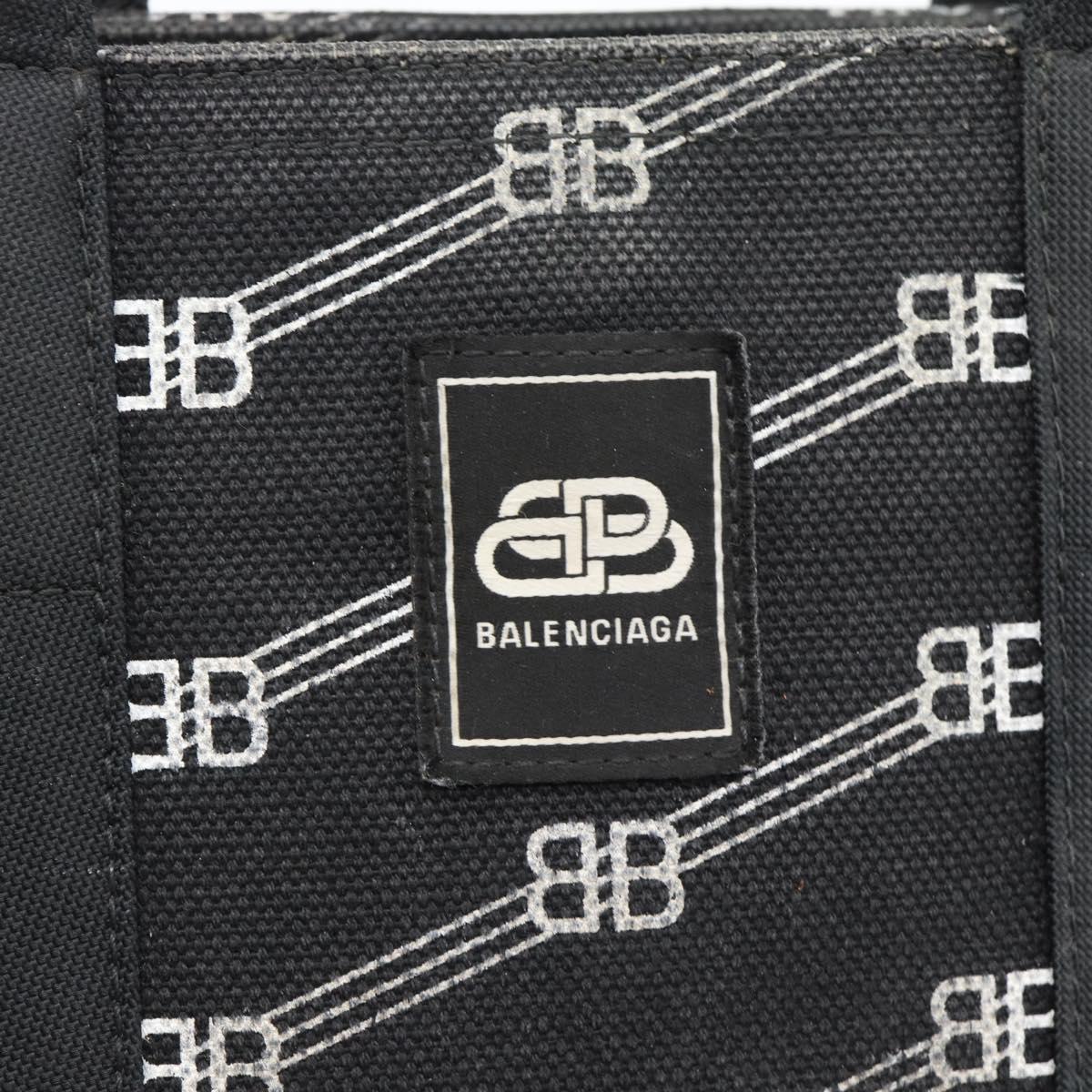 BALENCIAGA Hand Bag Canvas 2way Black Silver 620882 Auth ka4467