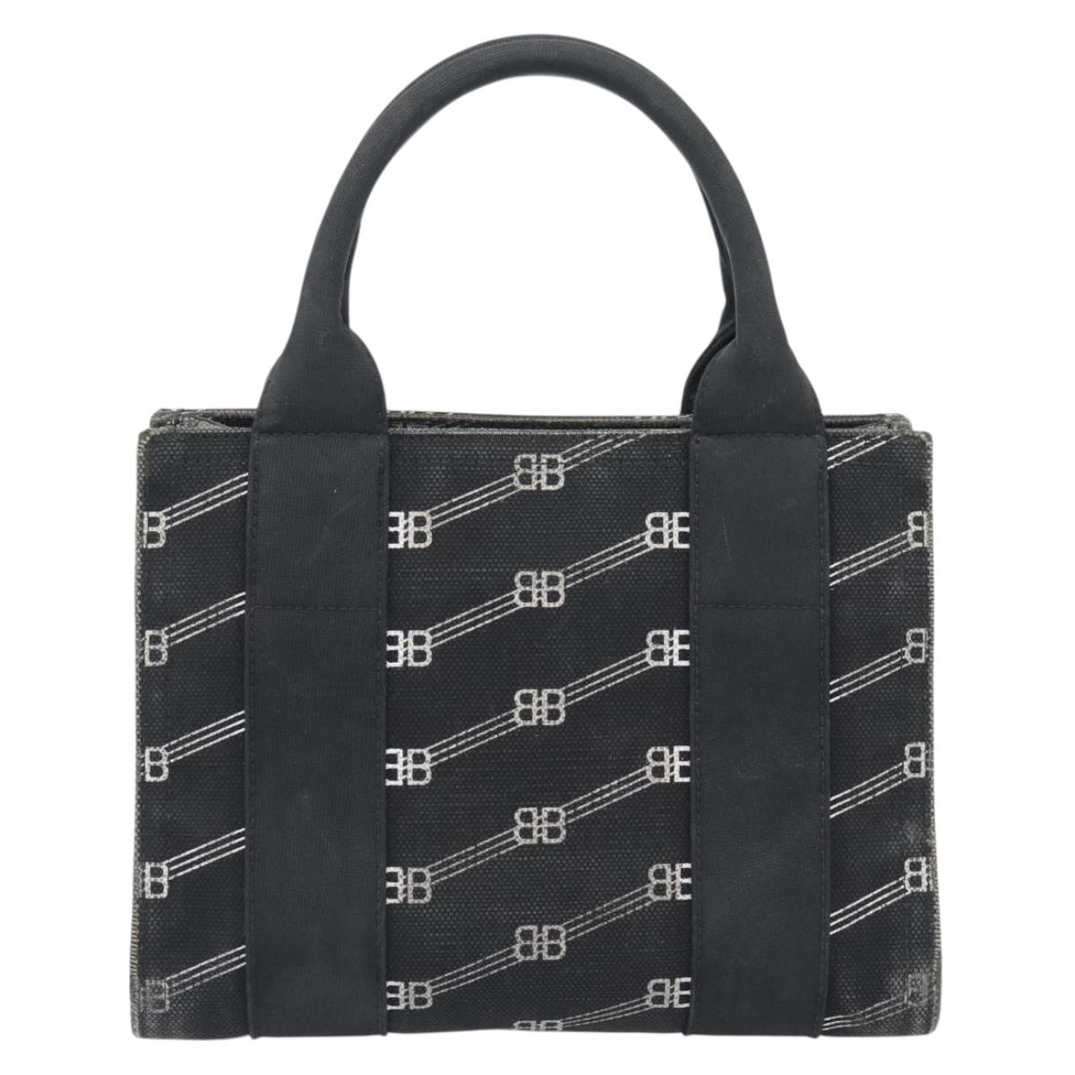 BALENCIAGA Hand Bag Canvas 2way Black Silver 620882 Auth ka4467