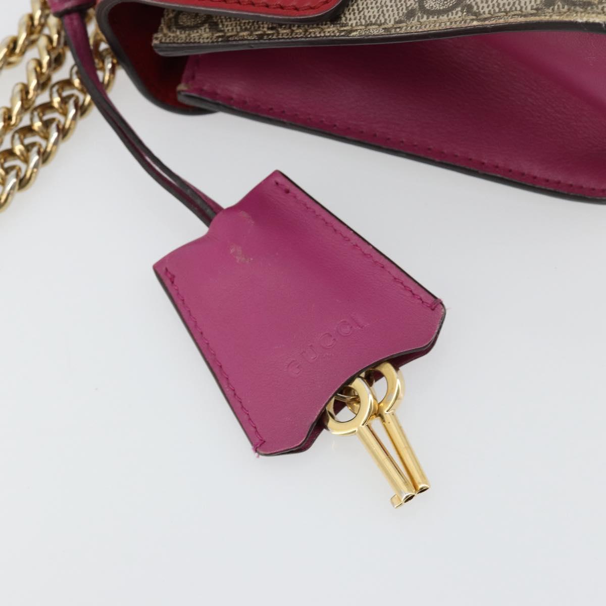 GUCCI GG Supreme Chain Shoulder Bag PVC Red Gold 409487 Auth ka4469