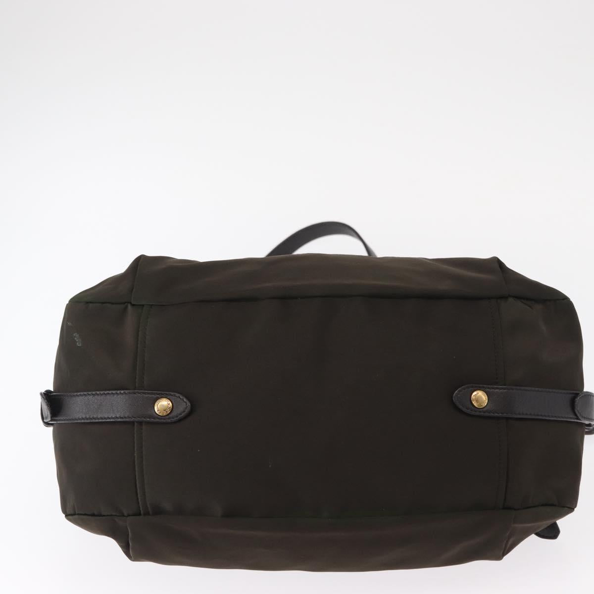PRADA Hand Bag Nylon 2way Khaki Gold Auth ka447