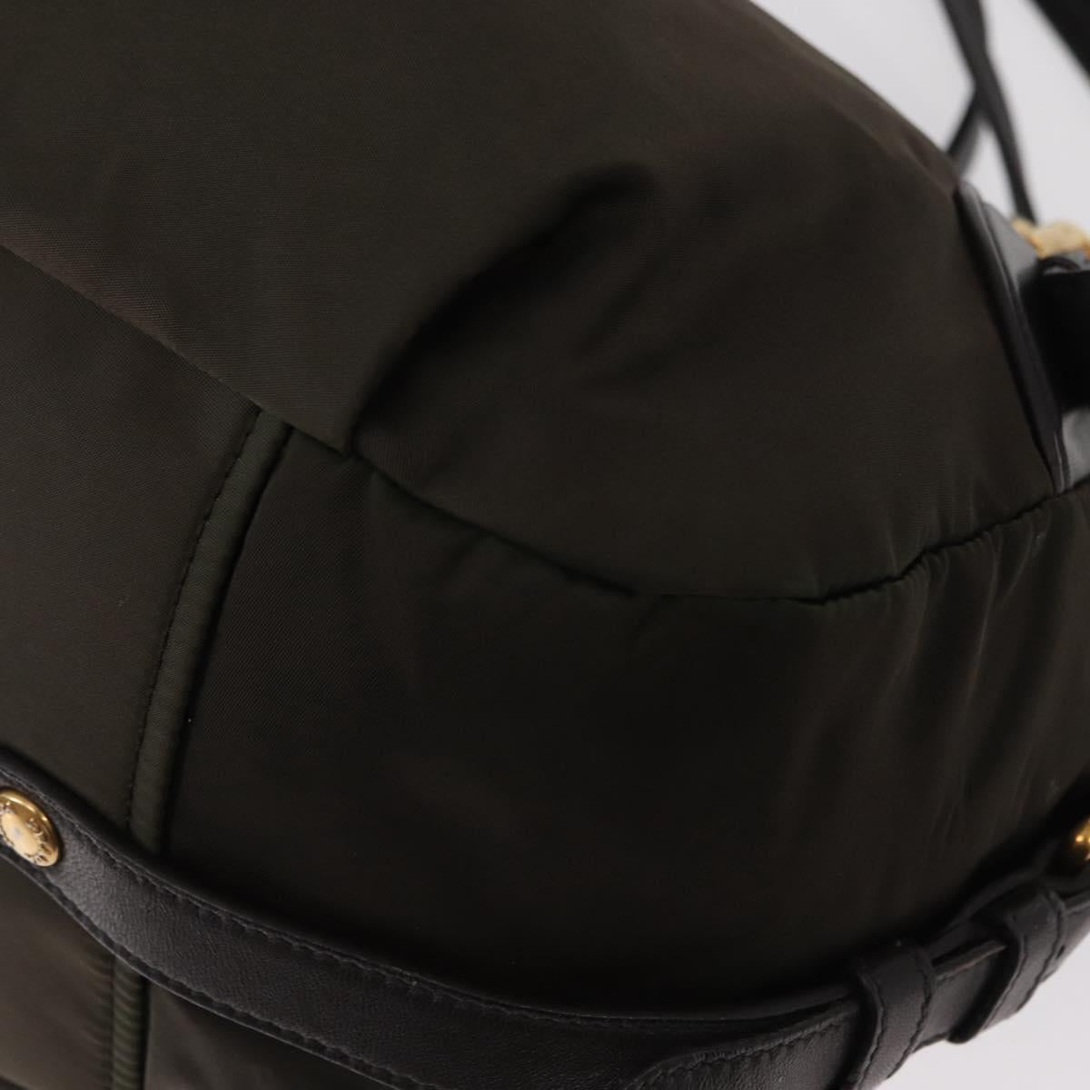 PRADA Hand Bag Nylon 2way Khaki Gold Auth ka447
